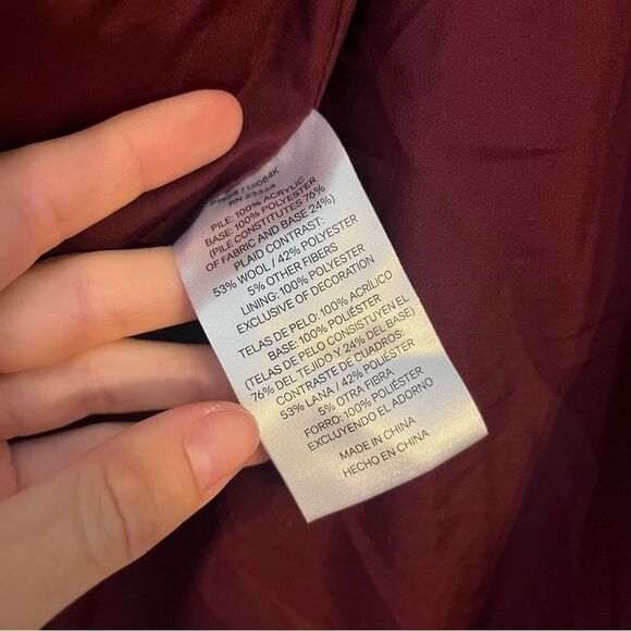 Pendleton sherpa plaid lined retro fuzzy fleece  burgundy Jacket Small - Picture 6 of 7